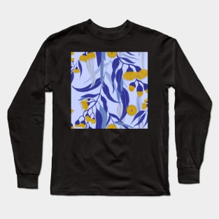 Eucalyptus flowers in gold and blue Long Sleeve T-Shirt